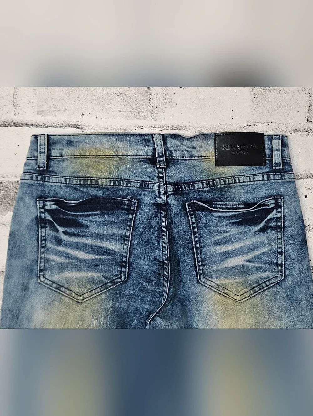Reason New York Graphic Moto Patch Jeans Slim Fit Denim Mens 30x30 - Picture 13 of 16